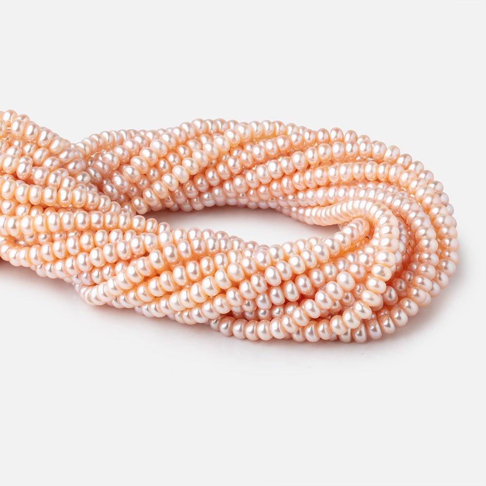 5.5mm Peach Button Freshwater Pearl Beads 15.5 inch 106 pieces