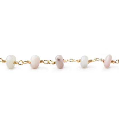 5.5mm Pink Peruvian Opal Plain Rondelle Gold plated Chain by the foot