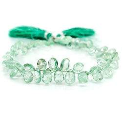 5.5x4-8x5mm Emerald Faceted Pear Beads 8 inch 70 pieces AA