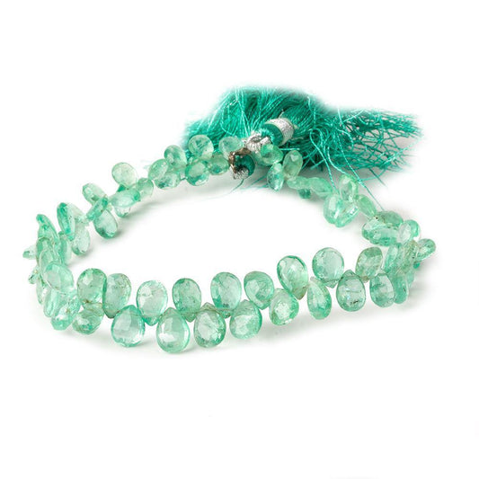 5.5x4-8x5mm Emerald Faceted Pear Beads 8 inch 70 pieces AA
