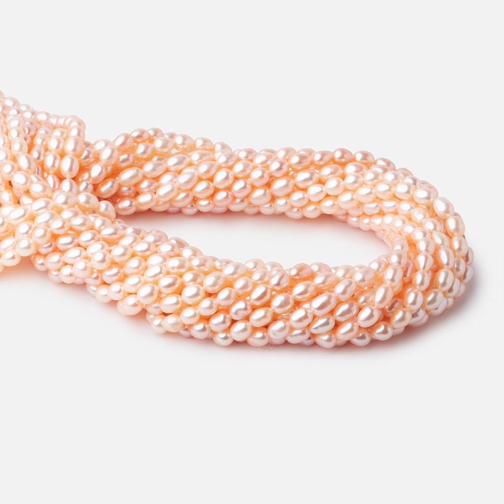 5.5x4mm Peach Straight Drill Oval Freshwater Pearl beads 15 inch 66 pieces
