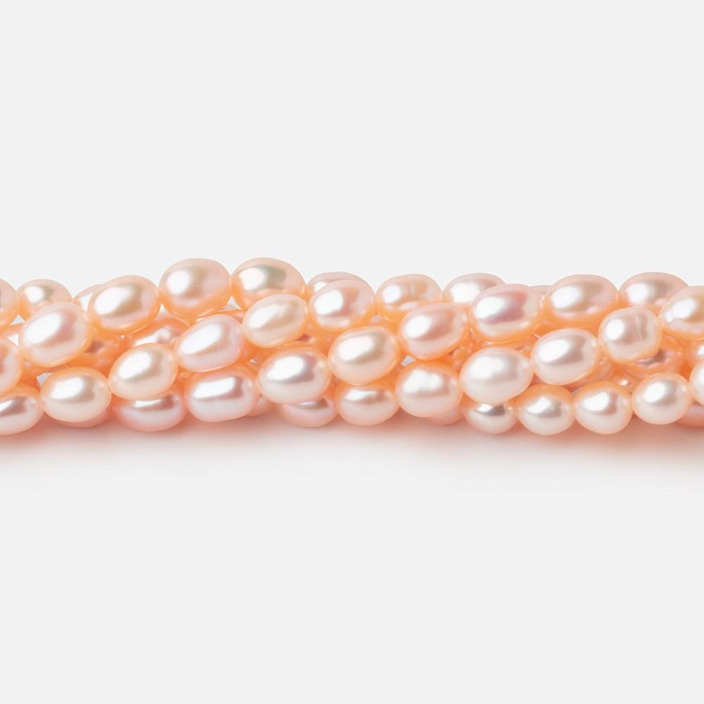 5.5x4mm Peach Straight Drill Oval Freshwater Pearl beads 15 inch 66 pieces