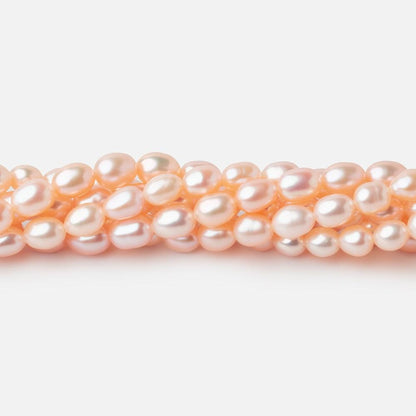 5.5x4mm Peach Straight Drill Oval Freshwater Pearl beads 15 inch 66 pieces