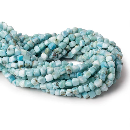 5.5x5.5-6x6mm Larimar plain cubed nuggets 15.5 inch 65 beads