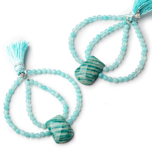 55x55mm Russian Amazonite Fancy Focal Beads Sold as a Set of 2