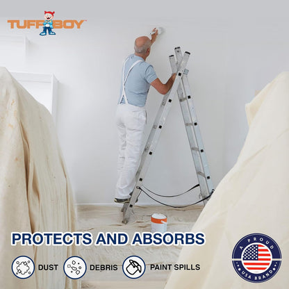 Canvas Drop Cloth for Painting 4X12 Ft – All Purpose Canvas for Floor & Furniture Paint Protection – Painters Drop Cloth Curtains –12 Oz. Seamless Canvas Fabric Painting Supplies for Home