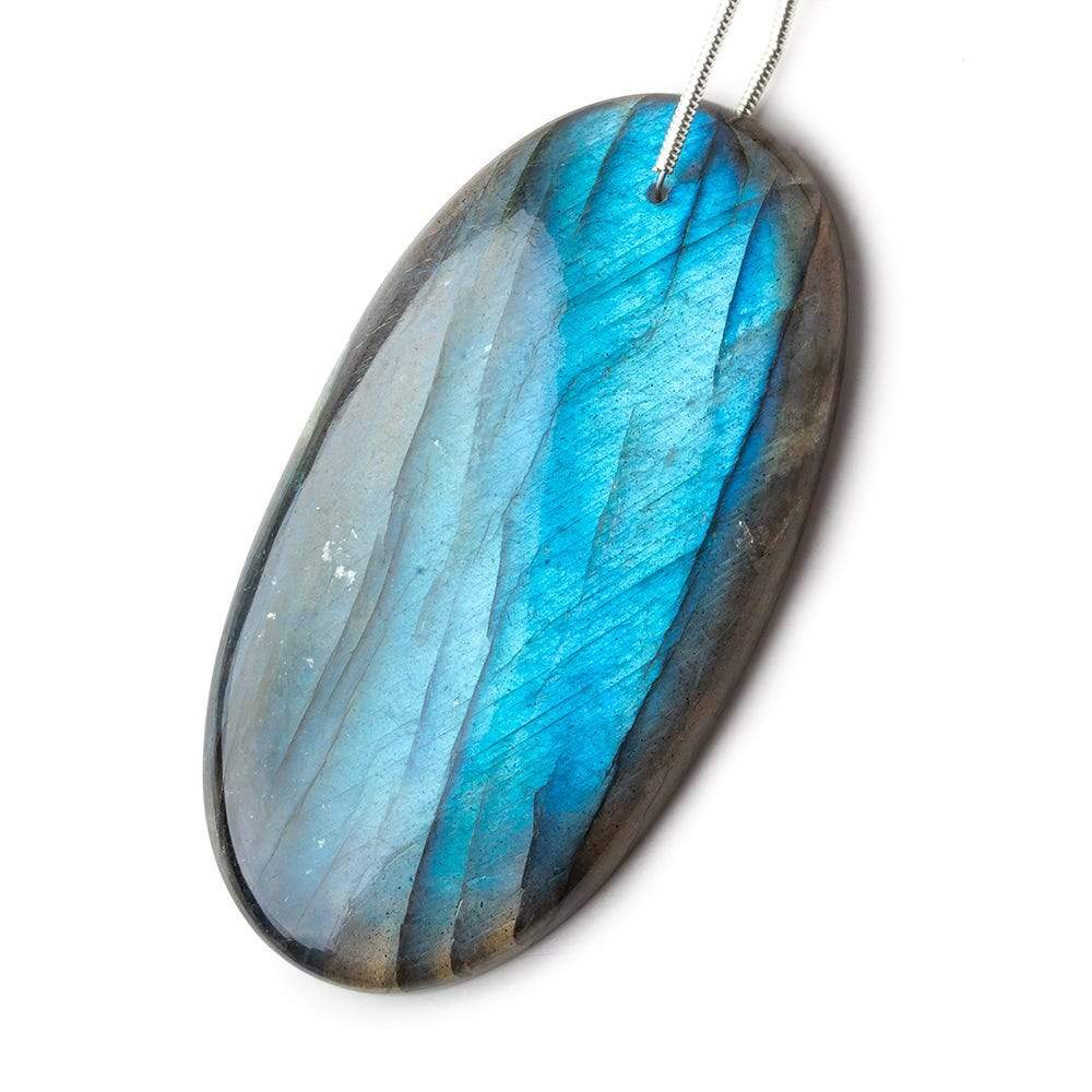 58x31x8mm Neon Aqua Blue Labradorite plain oval focal bead 1 piece AAA