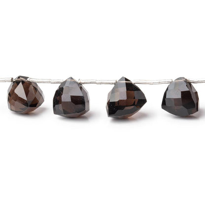 7-9mm Smoky Quartz Faceted Trillion Beads 7 inch 15 pieces