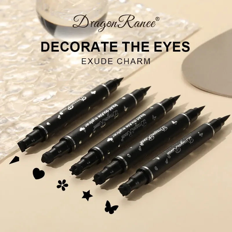 Black Seal Eyeliner Pen Double-Ended Star Stamp Long-Lasting Waterproof Eye Liner Pencil Winged Stamp Eyes Makeup Cosmetics