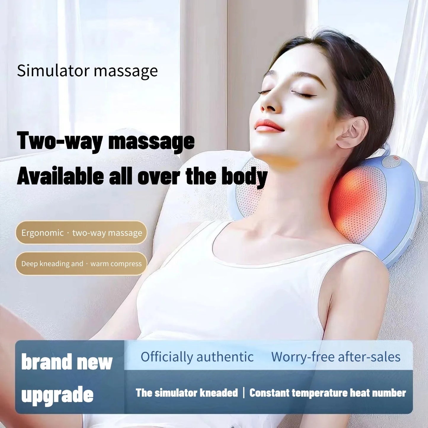 Massage Pillow Head Massager Car Home Cervical Shiatsu Massage Neck Back Waist Body Massager Cushion Kneading Wireless Electric