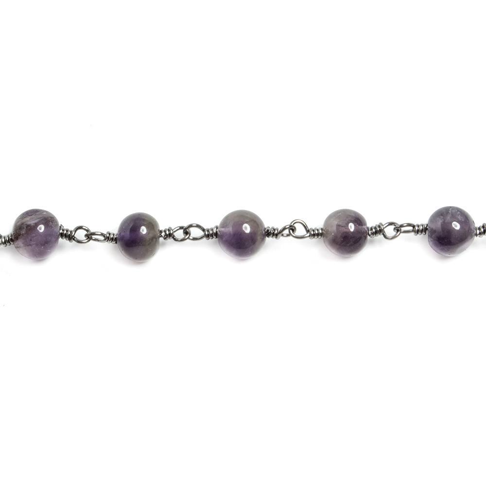 5mm Amethyst plain round Black Gold plated Chain by the foot 29 pieces