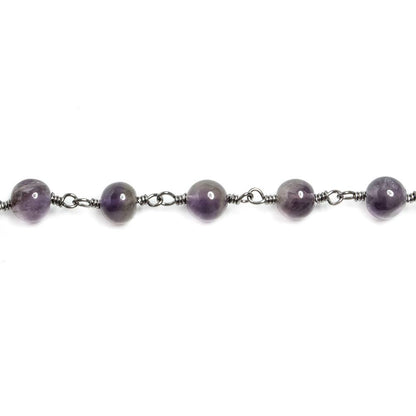 5mm Amethyst plain round Black Gold plated Chain by the foot 29 pieces