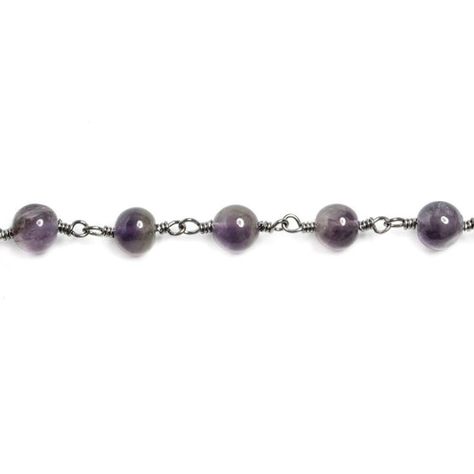 5mm Amethyst plain round Black Gold plated Chain by the foot 29 pieces