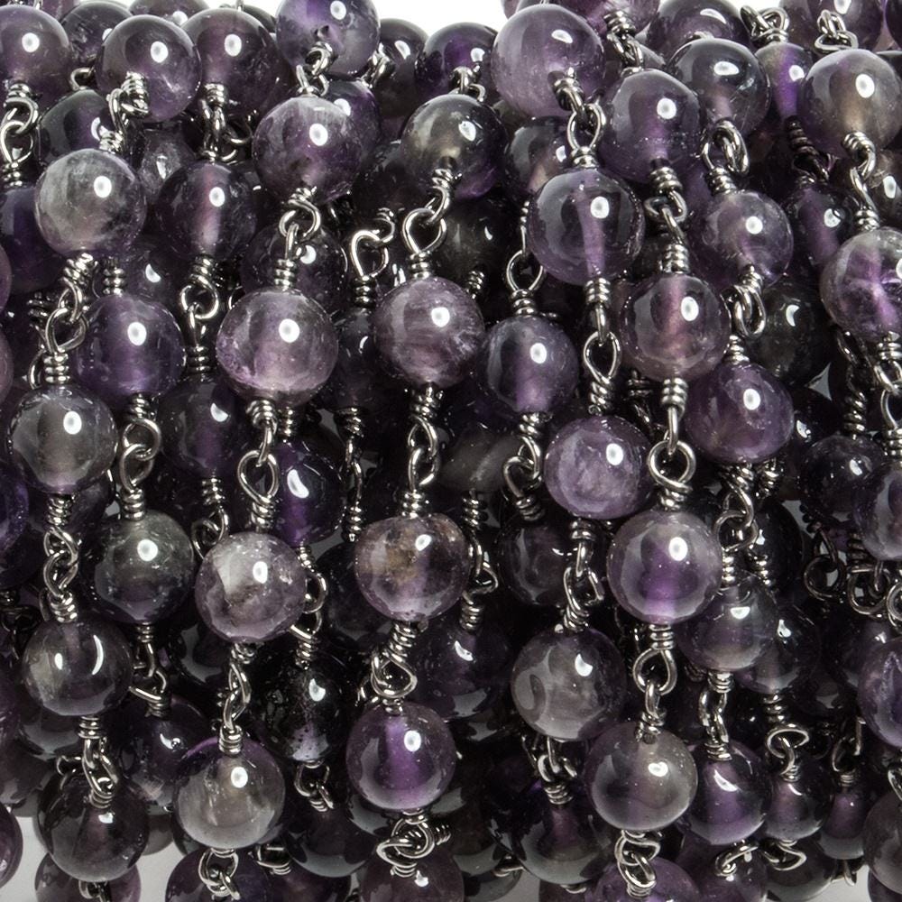 5mm Amethyst plain round Black Gold plated Chain by the foot 29 pieces