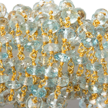 5mm Aquamarine faceted rondelle Vermeil Chain by the foot 40 pcs