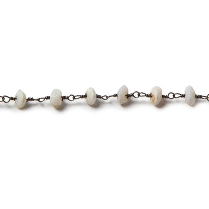 5mm Australian Opal plain rondelle Black Gold plated Chain by the foot 37 pcs