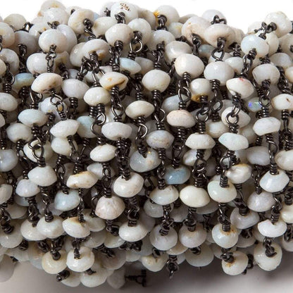 5mm Australian Opal plain rondelle Black Gold plated Chain by the foot 37 pcs