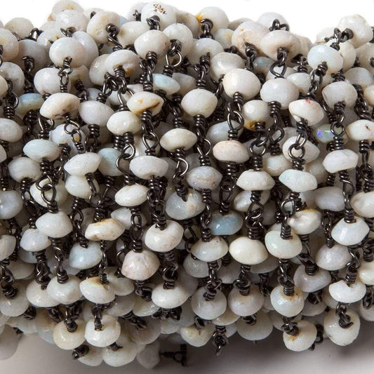 5mm Australian Opal plain rondelle Black Gold plated Chain by the foot 37 pcs