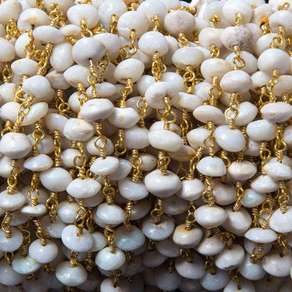 5mm Australian Opal plain rondelle Gold plated Chain by the foot 33 pieces