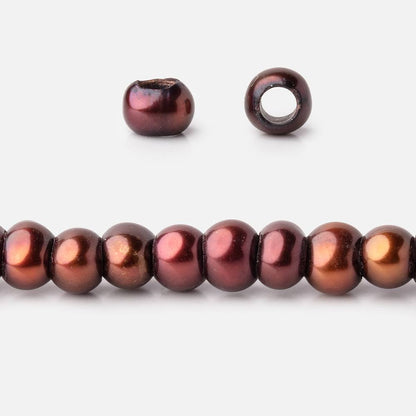 5mm Bing Cherry Red 2.5mm Large Hole Off Round Pearls 15 inch 122 Beads