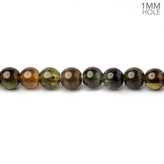 5mm Brown & Green Tourmaline Plain Round Beads 16 inch 88 pieces 1mm Hole