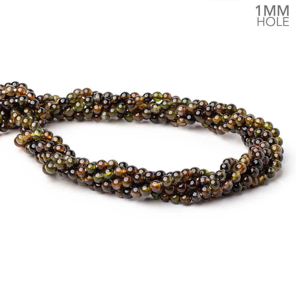 5mm Brown & Green Tourmaline Plain Round Beads 16 inch 88 pieces 1mm Hole