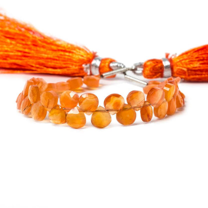 5mm Carnelian faceted heart briolette beads 5 inch 44 pieces