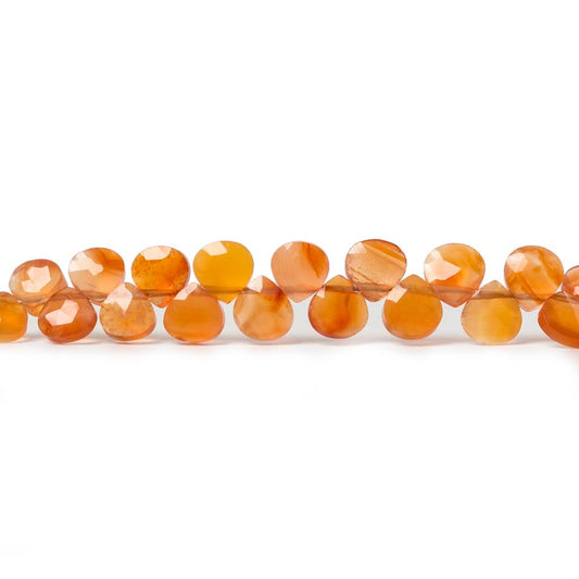 5mm Carnelian faceted heart briolette beads 5 inch 44 pieces