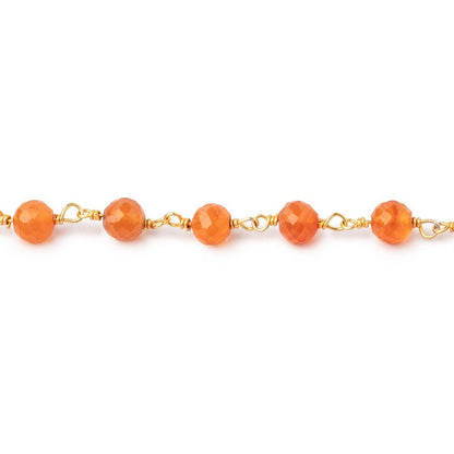 5mm Carnelian Faceted Round Beads on Vermeil Chain