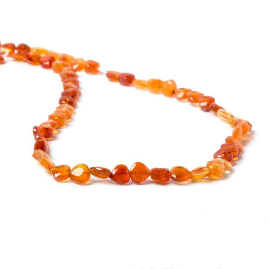 5mm Carnelian Straight Drilled Faceted Heart Beads 14.25 inch 70 pieces
