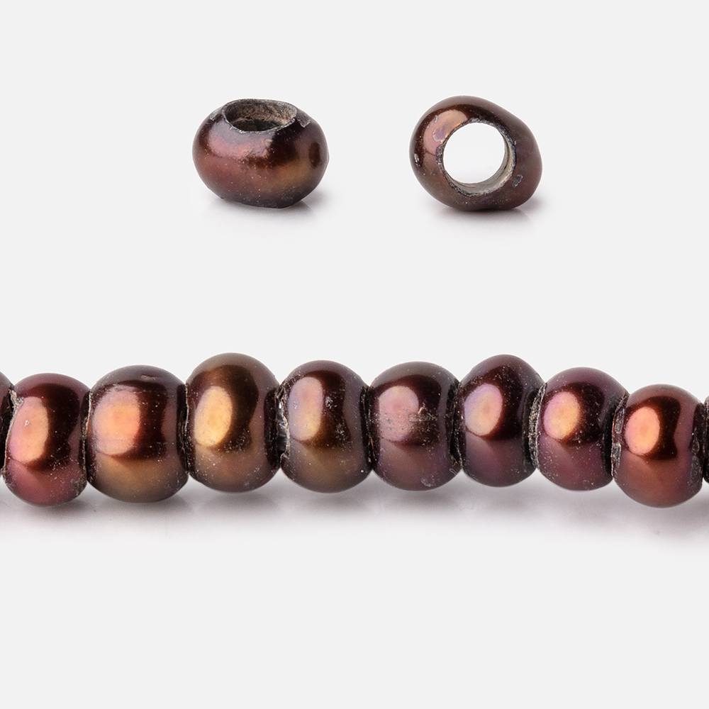 5mm Chestnut 2.5mm Large Hole Off Round Pearls 15 inch 115 Beads