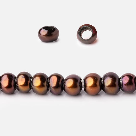 5mm Chocolate 2.5mm Large Hole Off Round Pearls 15 inch 122 Beads