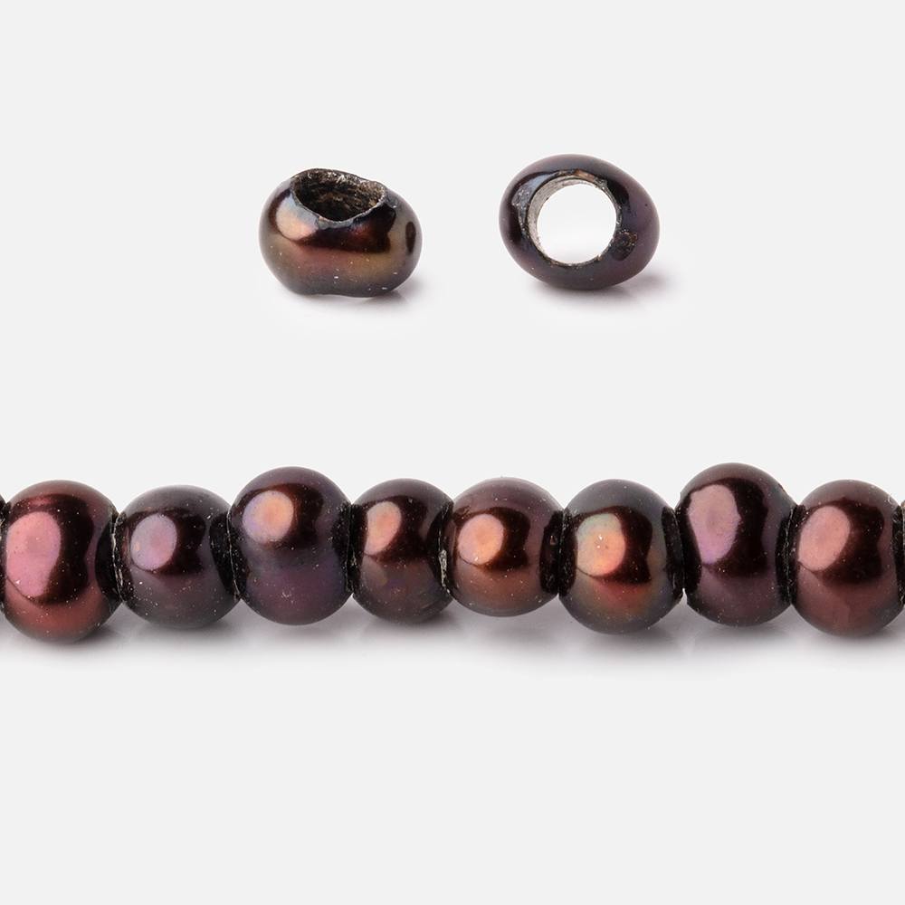 5mm Chocolate Raspberry 2.5mm Large Hole Off Round Pearls 15 inch 122 Beads