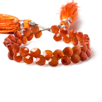 4mm Dark Carnelian faceted heart briolette beads 5 inch 44 pieces