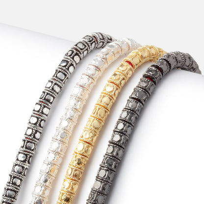 5mm Dotted Cylinder Tube Beads 8 inch 48 pieces