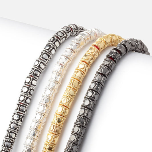 5mm Dotted Cylinder Tube Beads 8 inch 48 pieces