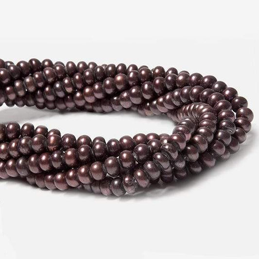 5mm Eggplant Center Drilled Button Freshwater Pearls 16 inch 120 pieces