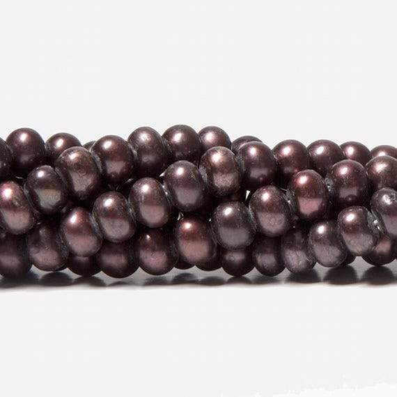 5mm Eggplant Center Drilled Button Freshwater Pearls 16 inch 120 pieces