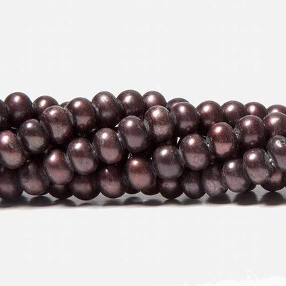 5mm Eggplant Center Drilled Button Freshwater Pearls 16 inch 120 pieces