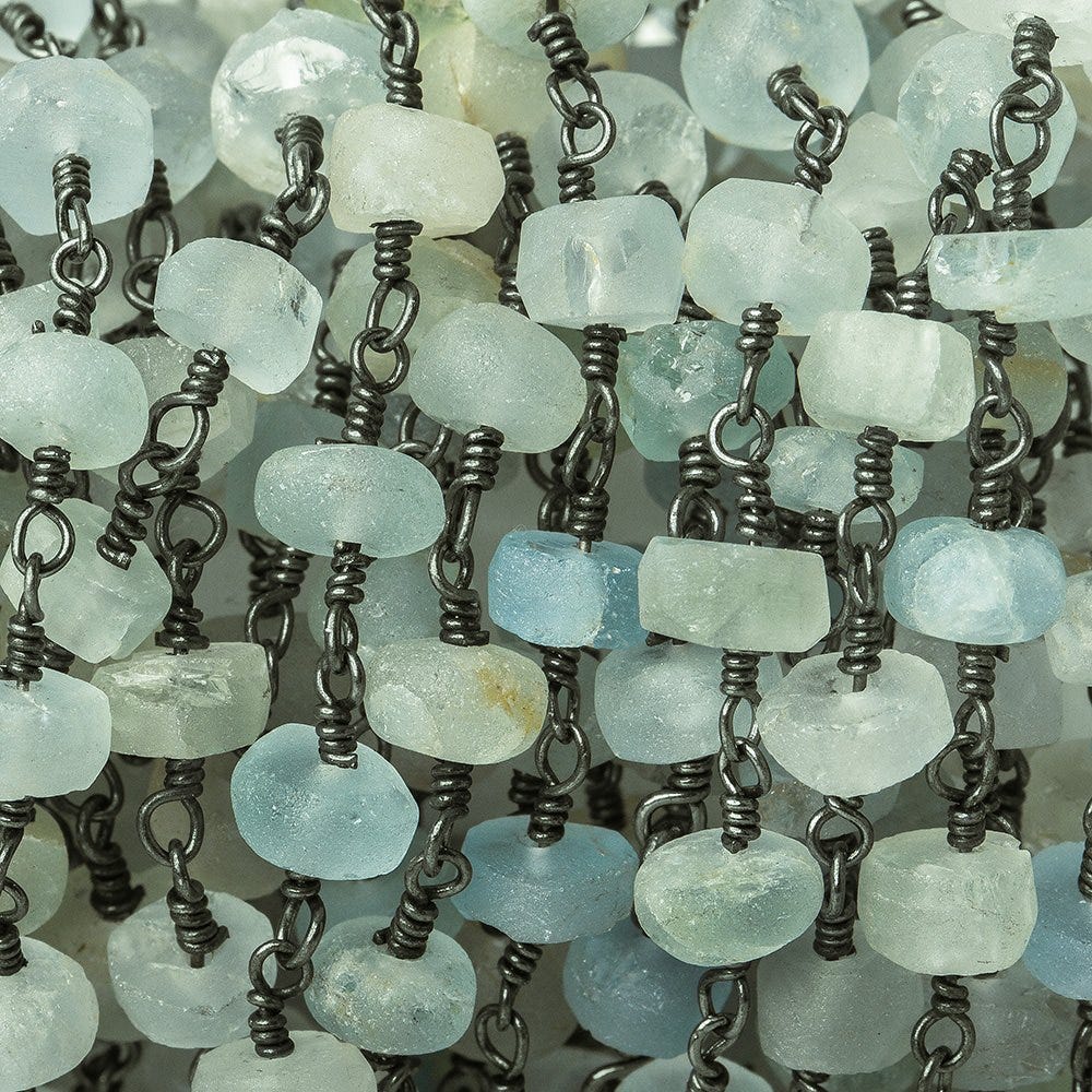 5mm Frosted Beryl plain rondelle Black Gold plated Chain by the foot 31 pieces