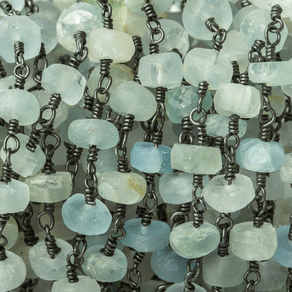 5mm Frosted Beryl plain rondelle Black Gold plated Chain by the foot 31 pieces