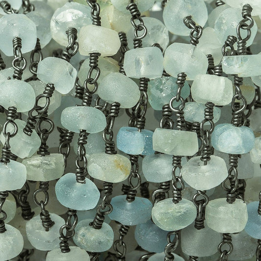 5mm Frosted Beryl plain rondelle Black Gold plated Chain by the foot 31 pieces