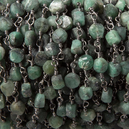 5mm Frosted Emerald plain coin Black Gold Chain by the foot 27 pcs