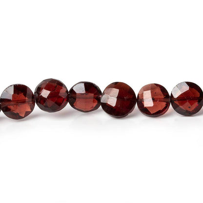 5mm Garnet Side Drilled Faceted Coin Beads 9 inch 36 pieces