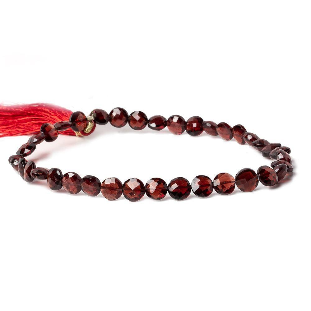 5mm Garnet Side Drilled Faceted Coin Beads 9 inch 36 pieces