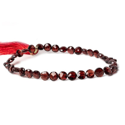 5mm Garnet Side Drilled Faceted Coin Beads 9 inch 36 pieces