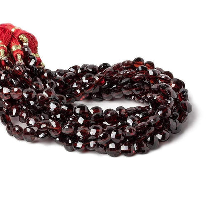 5mm Garnet Side Drilled Faceted Coin Beads 9 inch 36 pieces