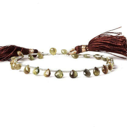 5mm Golden Yellow and Brown Sapphire Heart Briolettes 8 inch 24 pieces