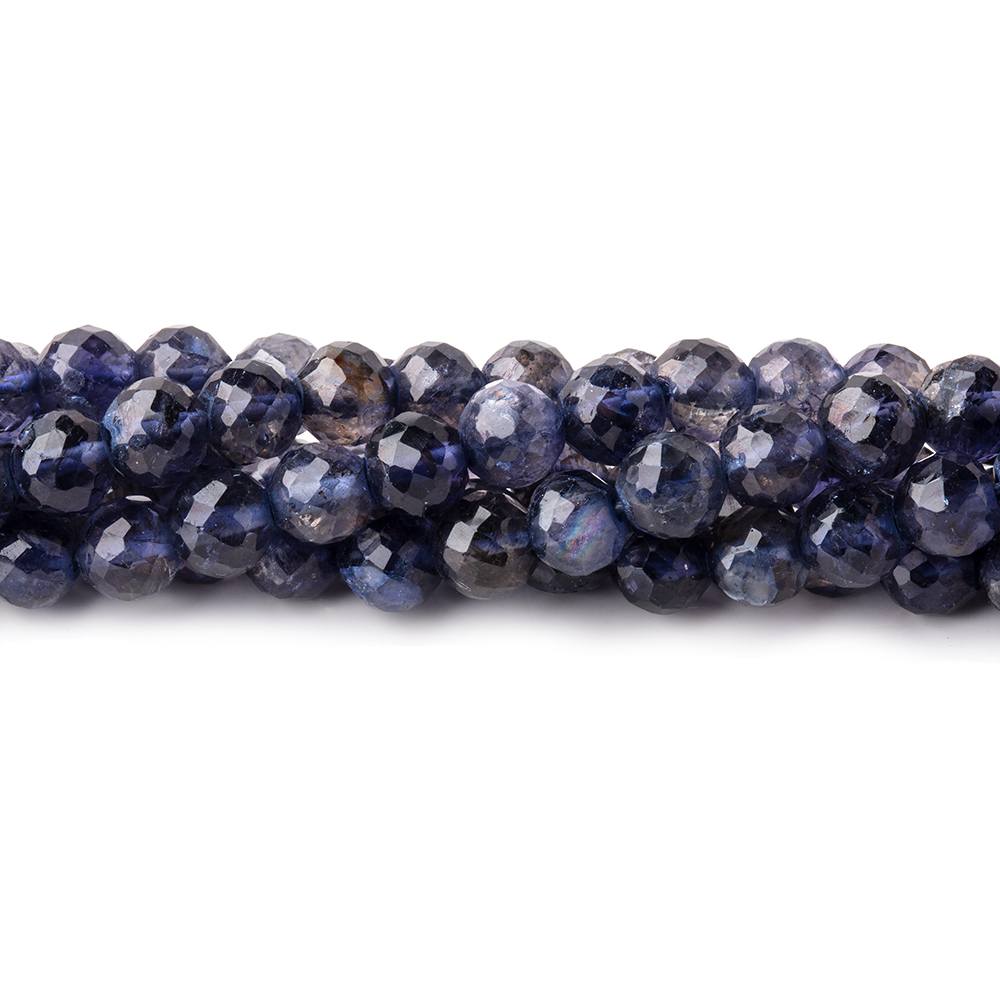5mm Iolite faceted round beads 12.5 inch 73 pieces AA Grade