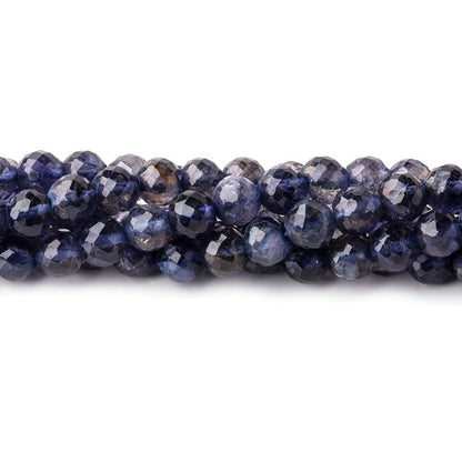 5mm Iolite faceted round beads 12.5 inch 73 pieces AA Grade